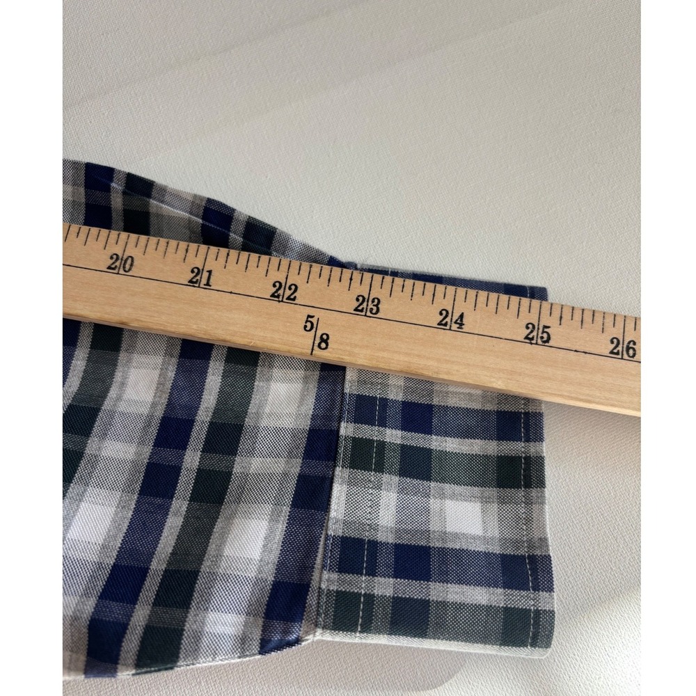 Brooks Brothers Regent Non-Iron Supima Cotton Plaid Shirt Mens Large Navy Green - Picture 7 of 7